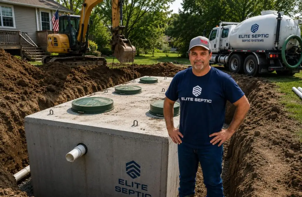 Septic system replacement excavation in East Texas