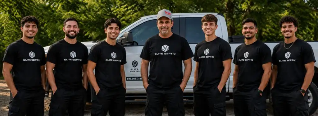 Elite Septic Service technician on a septic job in East Texas